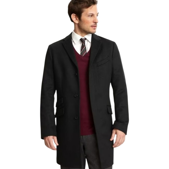 Banana Republic Black Wool Topcoat Overcoat Size Medium - Picture 1 of 5